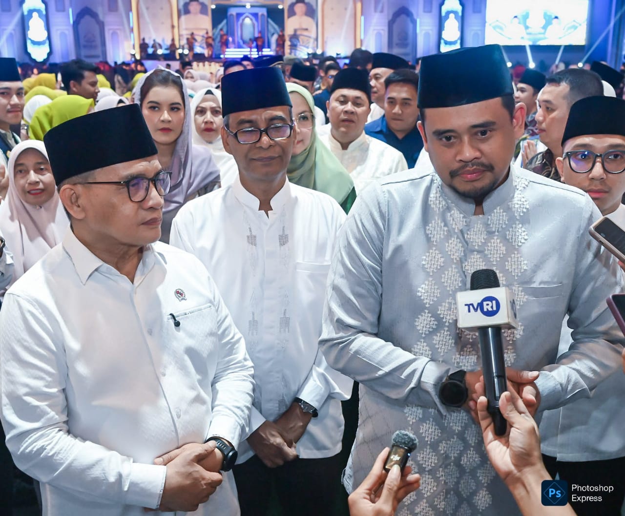 Gubernur Sumut Bobby Nasution tengah diwawancarai usai pembukaan MTQ ke-40 di Lapangan Astaka Jalan Willem Iskandar, Deliserdang. (Kominfo Sumut Dok)